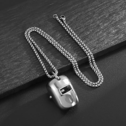 Women's & Men's Simple Welder Mask Level Helmet Titanium Pendants