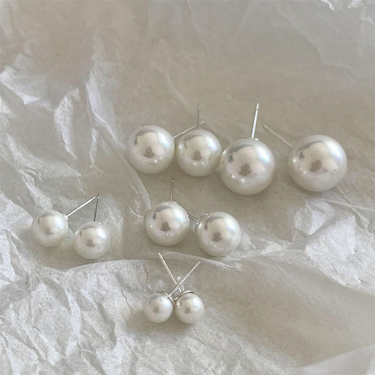 French Style Retro Colorful Large Pearl Elegant Stud Earrings