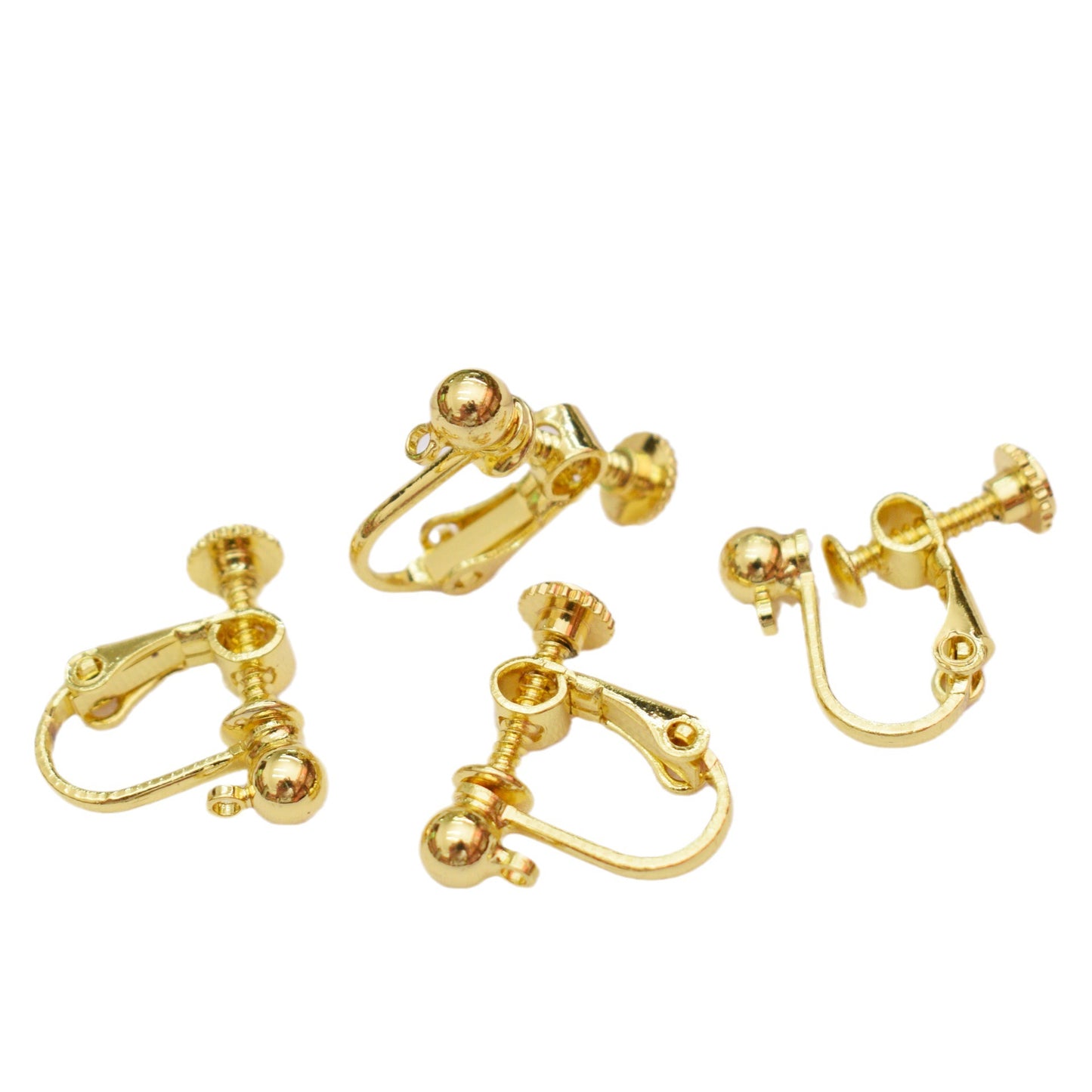 Color Retention Gilded Spiral With Round Beads Rings