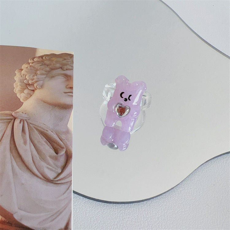 Bear Resin Female Design Sense Niche Rings