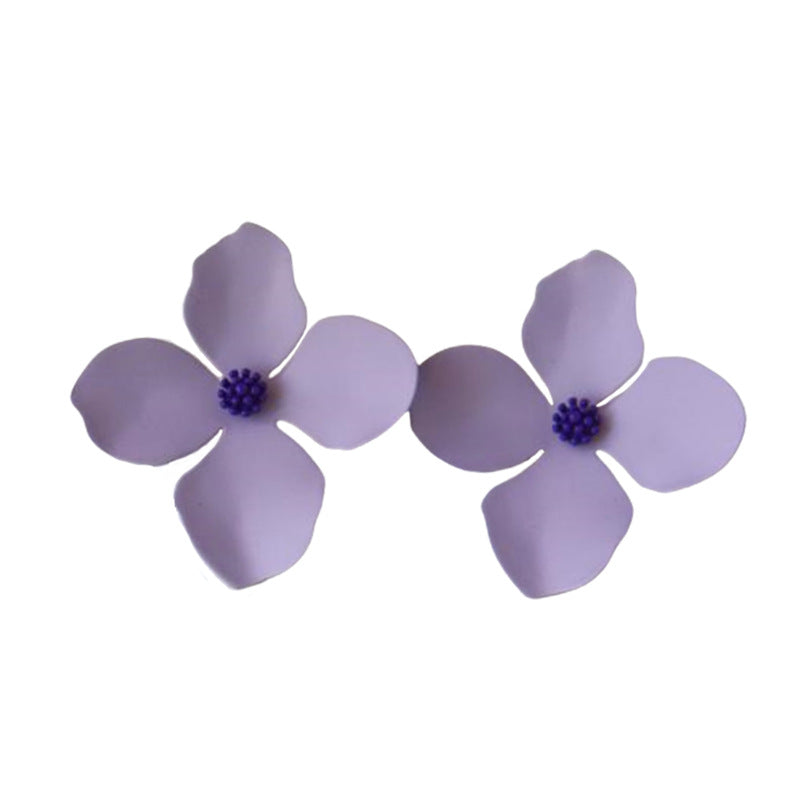 Women's Flower Sier Pin Fashion Exquisite Refined Grace Exaggerated Light Earrings