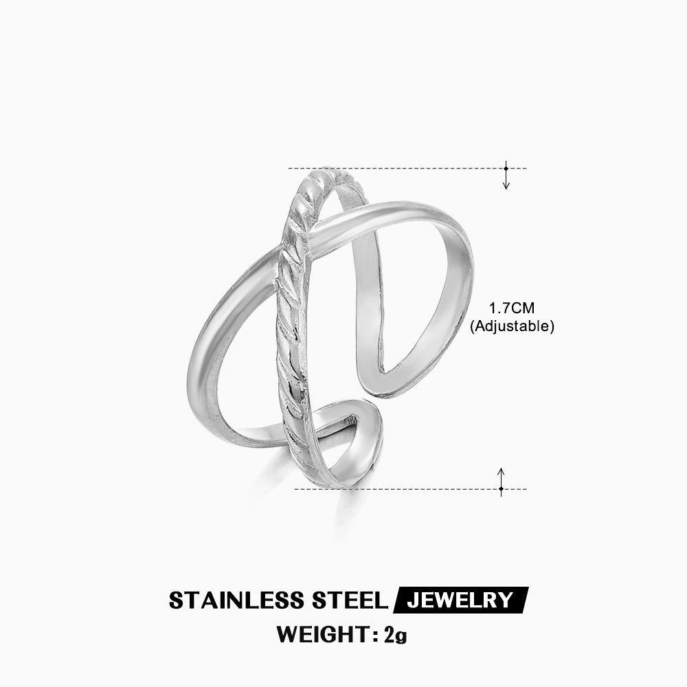 Women's Fashion Style Stainless Steel Personality Geometric Heart Shape Rings