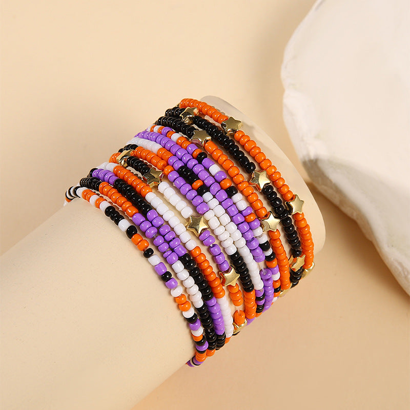 Multiple Stacked Band Combination Suit Bead Bracelets