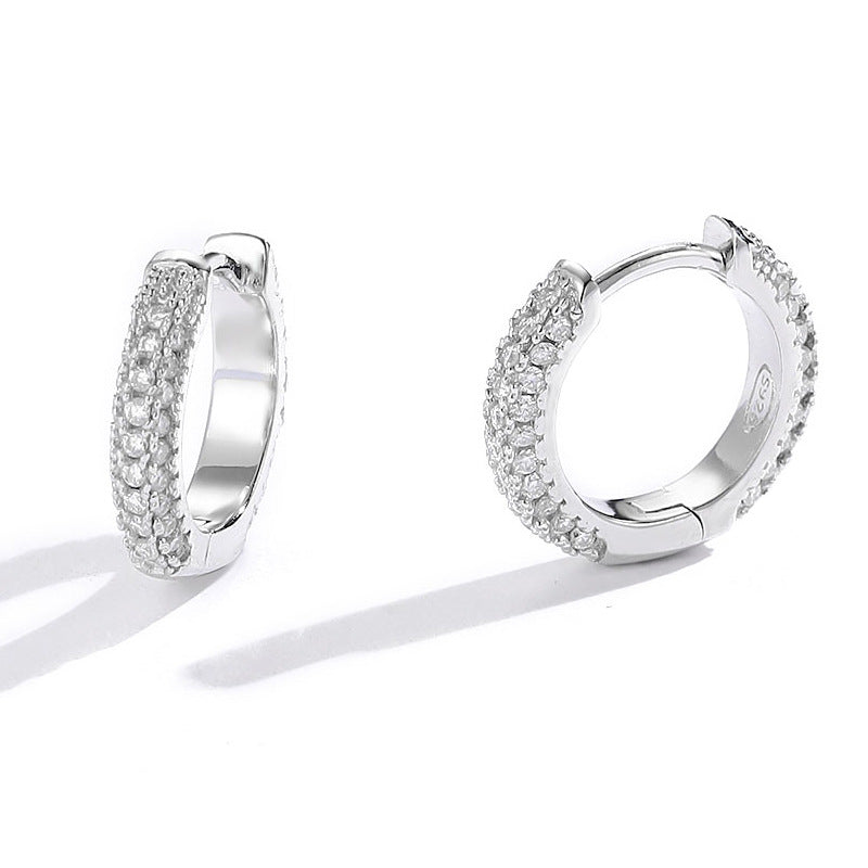 Simple Sterling Sier Diamond Inlaid High-grade Earrings