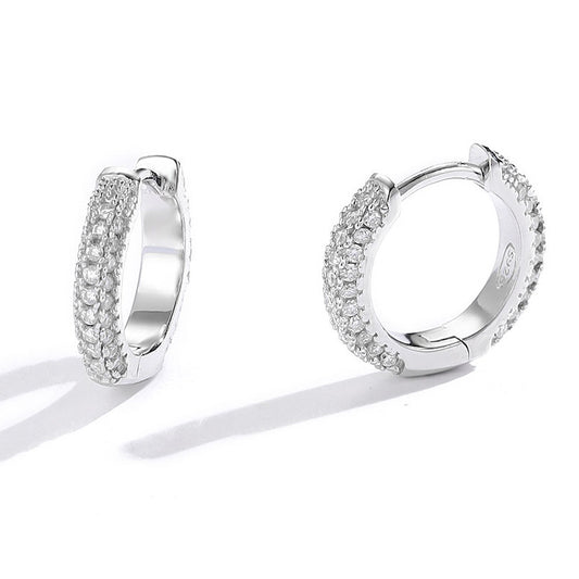 Simple Sterling Sier Diamond Inlaid High-grade Earrings
