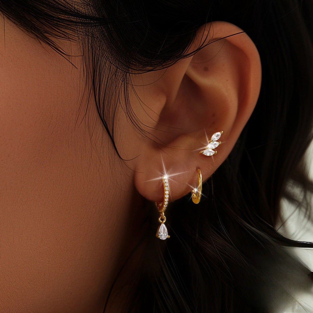 Fashionable Three-piece Set Horse Eye Water Earrings