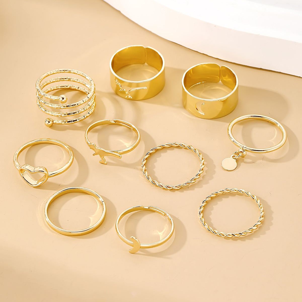 Personality Simple Twin Style Golden Spring Rings