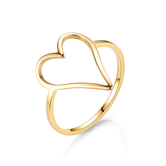 Steel Heart-shaped Female Simple Niche Couple Rings