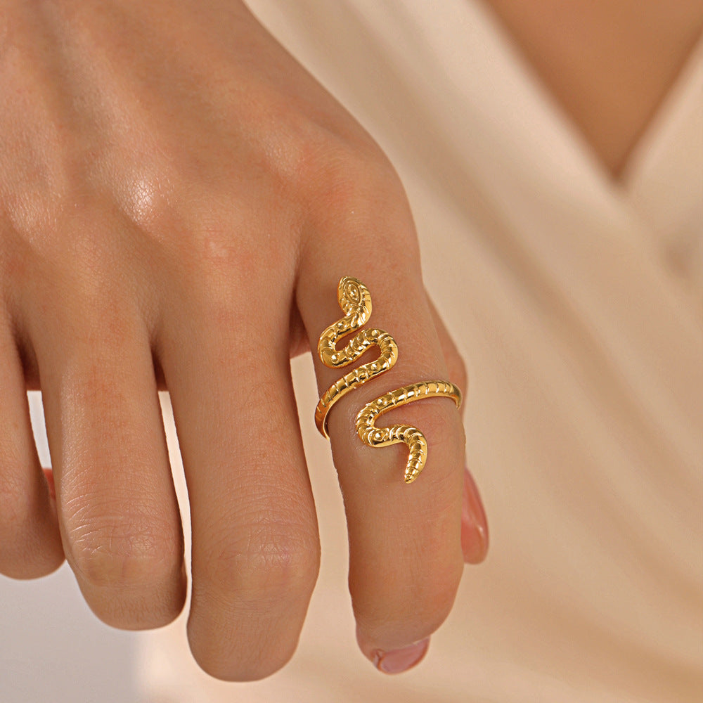 Stainless Steel Gold Snake Personality Real Rings