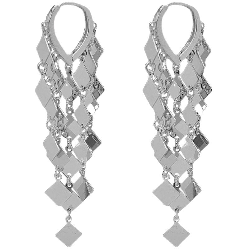 Women's Diamond Entire Sterling Sier Niche Design Earrings