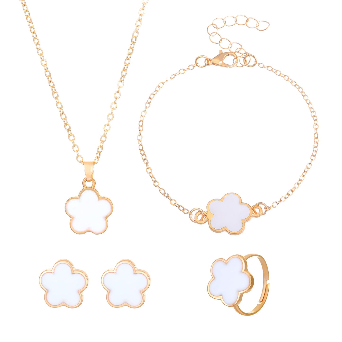 Women's Korean Style Parthenocissus Grass Simple Petal Five-leaf Jewelry Set