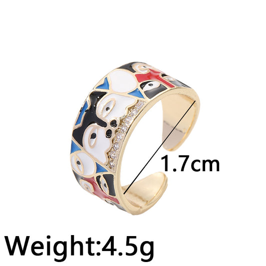 Glaze Flowers Devil's Eye Gold Adjustable Rings