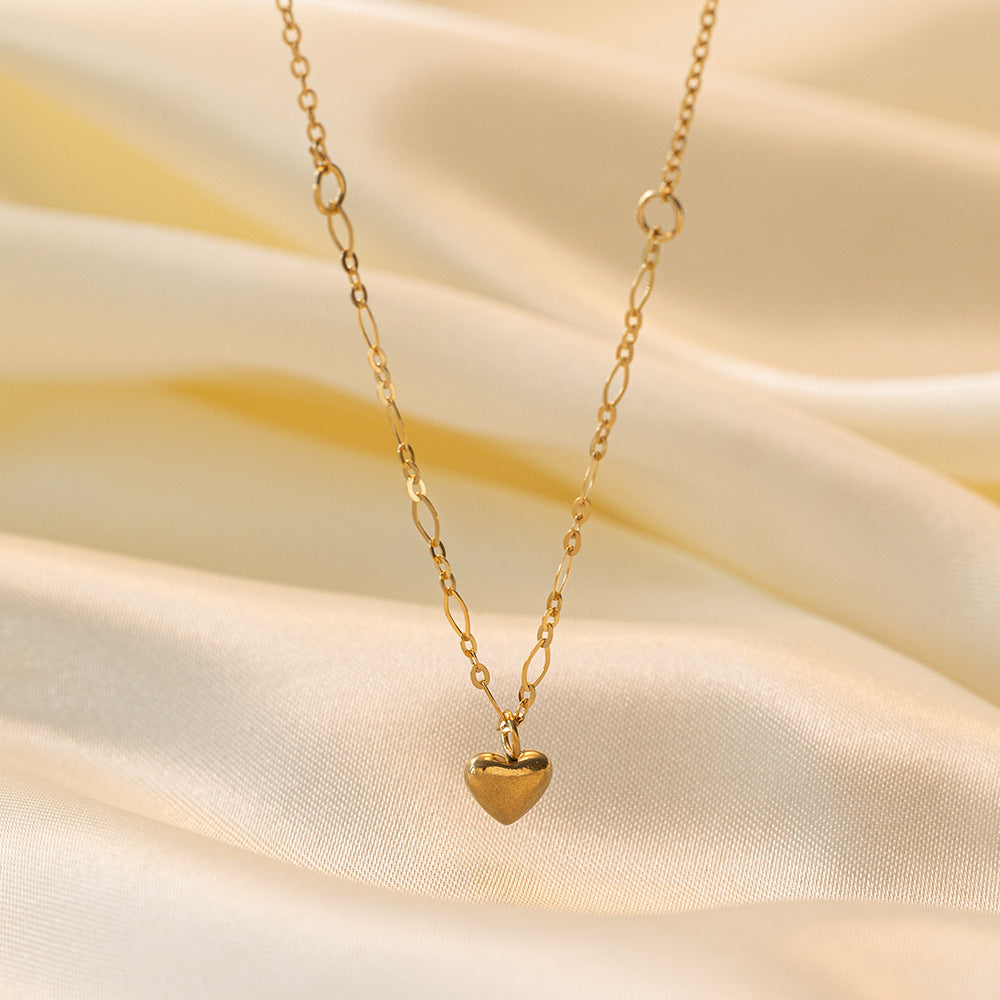 Women's Heart-shaped Stainless Steel For High-grade Golden Peach Heart Necklaces