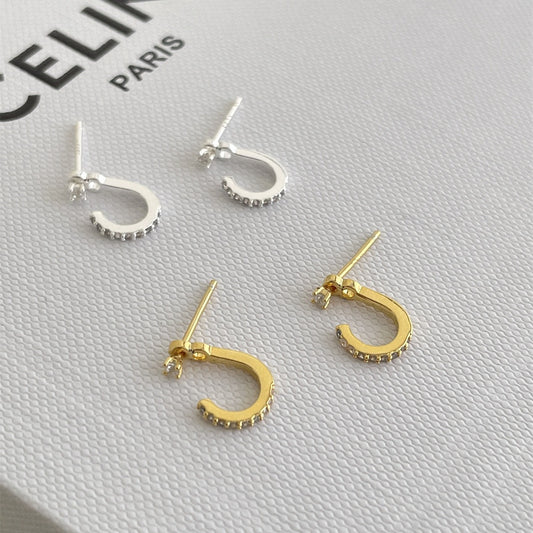 Sier Needle Zircon Female Unique Light Earrings