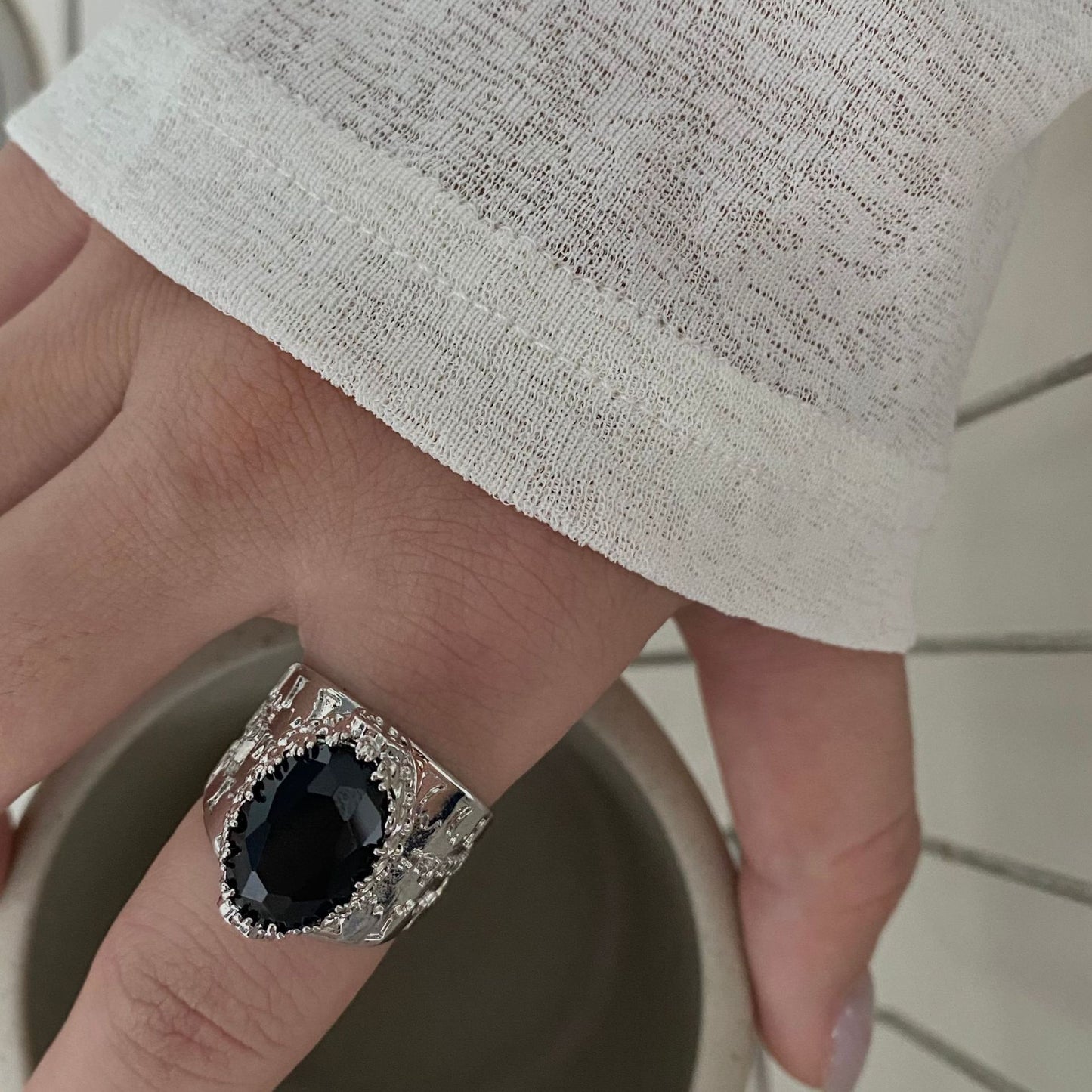 Niche Tassel Fireworks Index Finger Black Rings