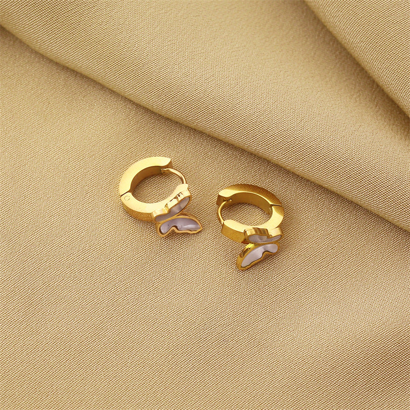 Steel No Fading Ear Gold Rose Earrings