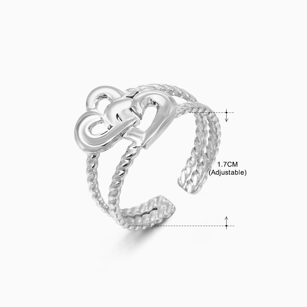 Women's Fashion Stainless Steel Love Heart-shaped Popular Rings