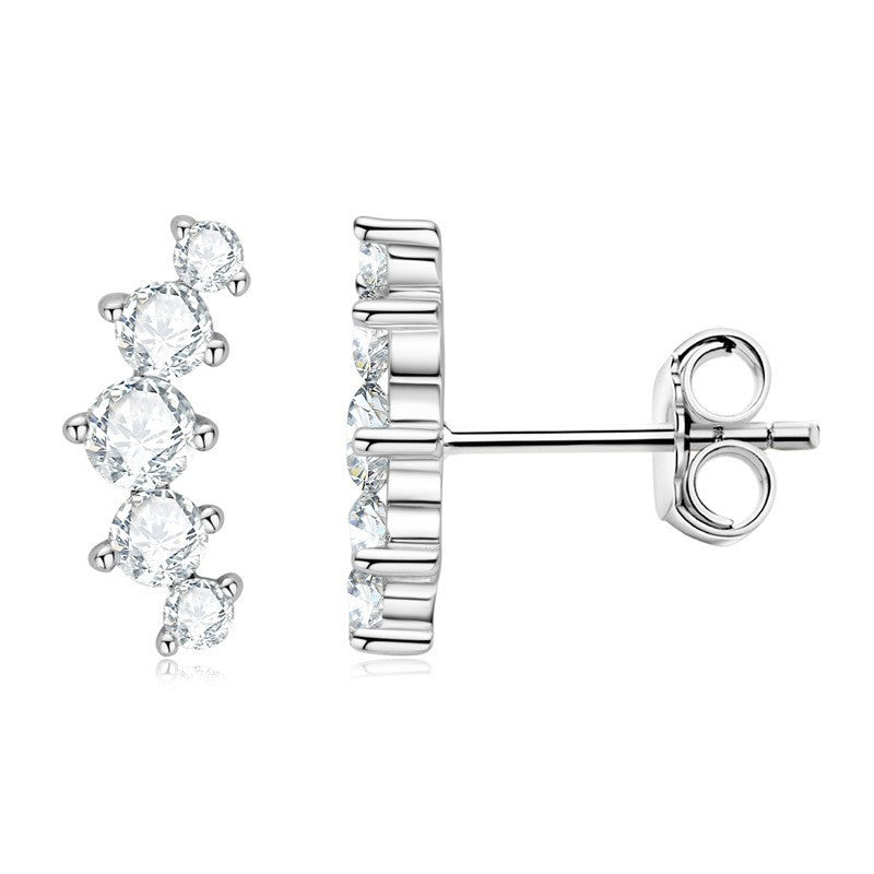 Smile Curved Ear Color Moissanite Sterling Earrings