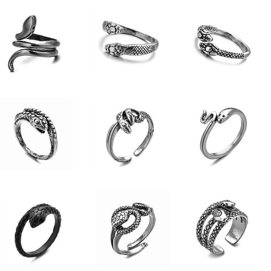 Open Snake Exaggerated Snake-shaped Punk Multiple Rings