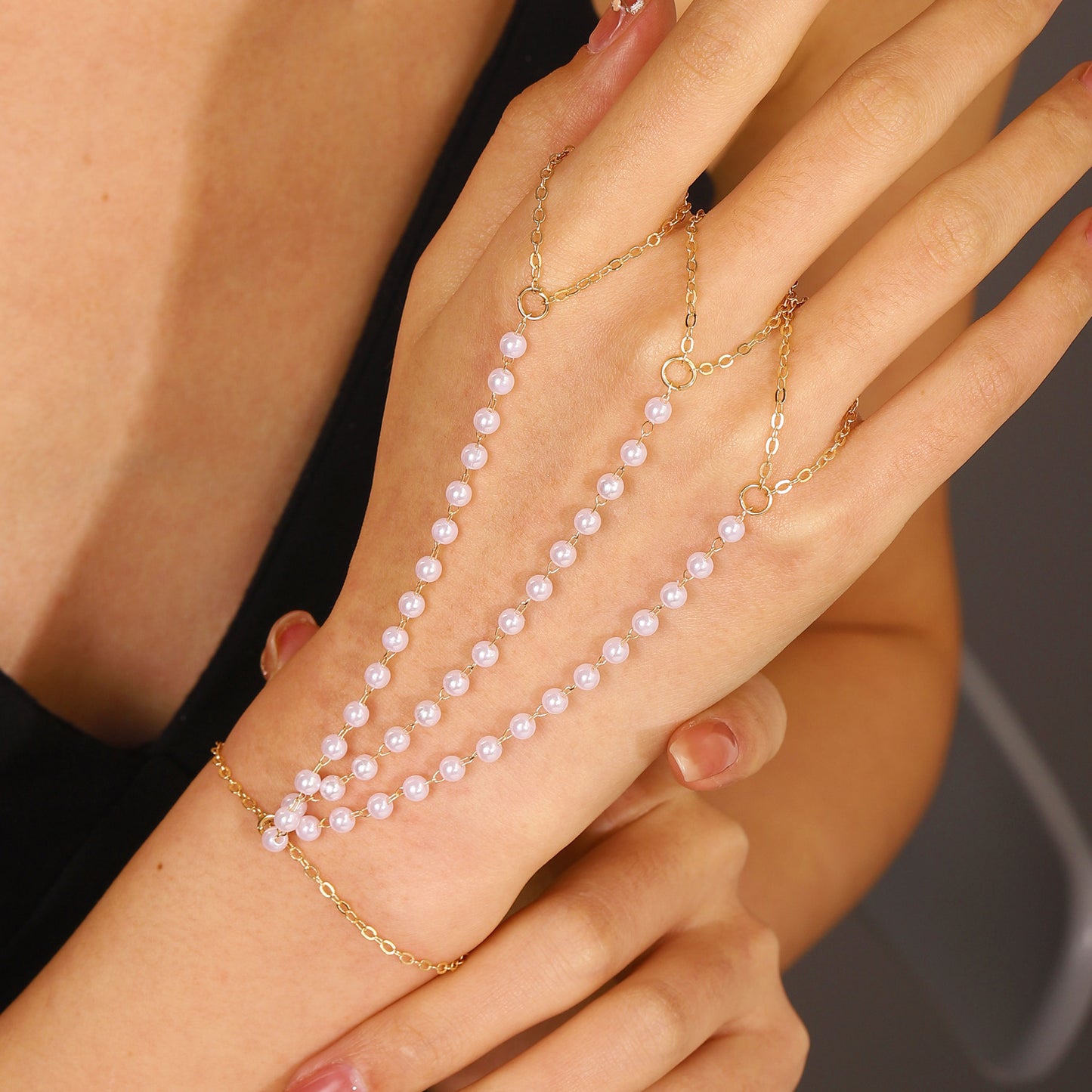 Butterfly Love Pearl Finger Hip Hop Exaggerated Bracelets