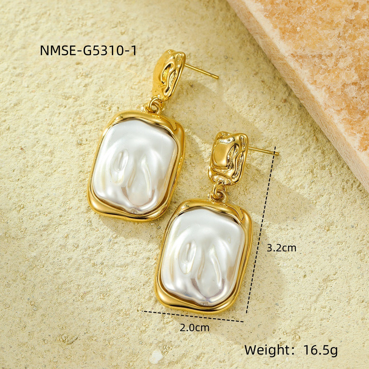 French Style Retro Baroque Pearl Geometric Earrings