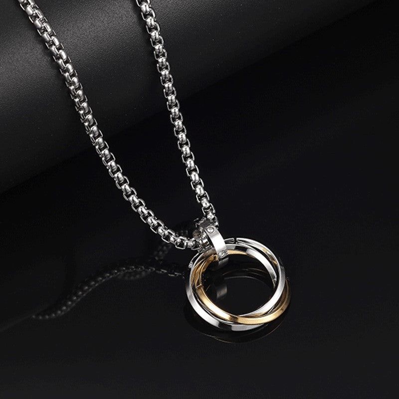 Men's Hipster Three-ring Titanium Steel Live Broadcast Necklaces