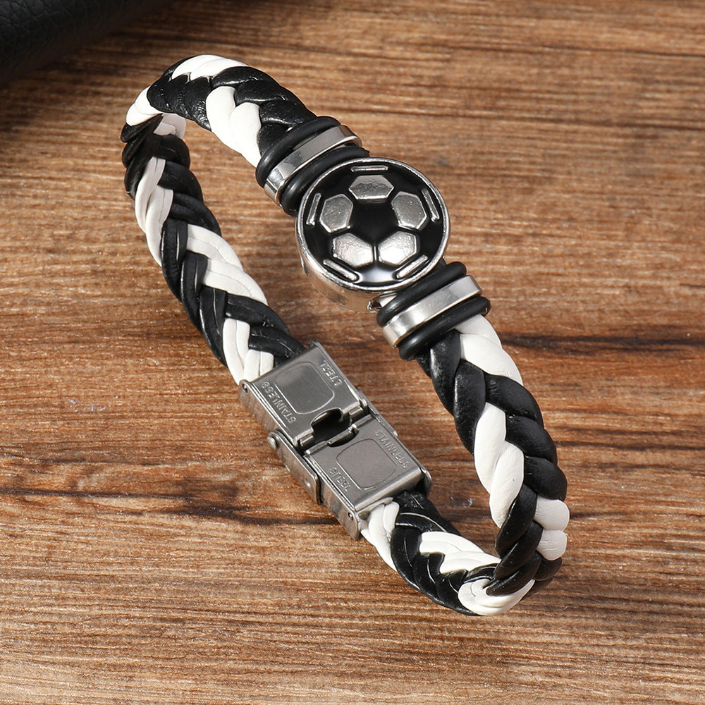 Men's Snap Joint Alloy Football Leather Team Bracelets