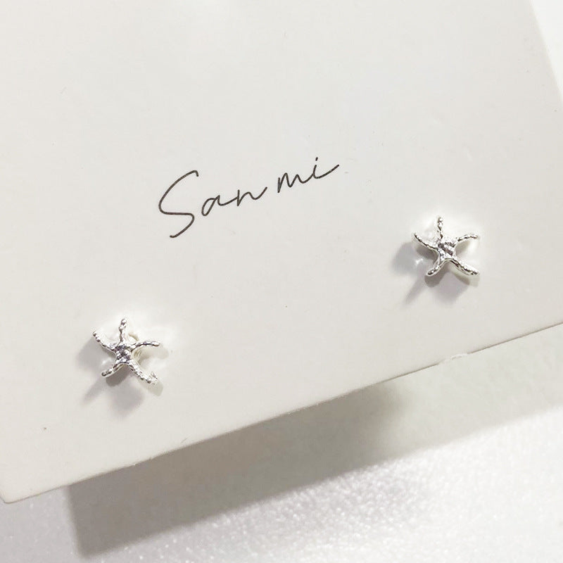 Fresh Plain Sier Plated Bow Female Small Simple Stud Earrings