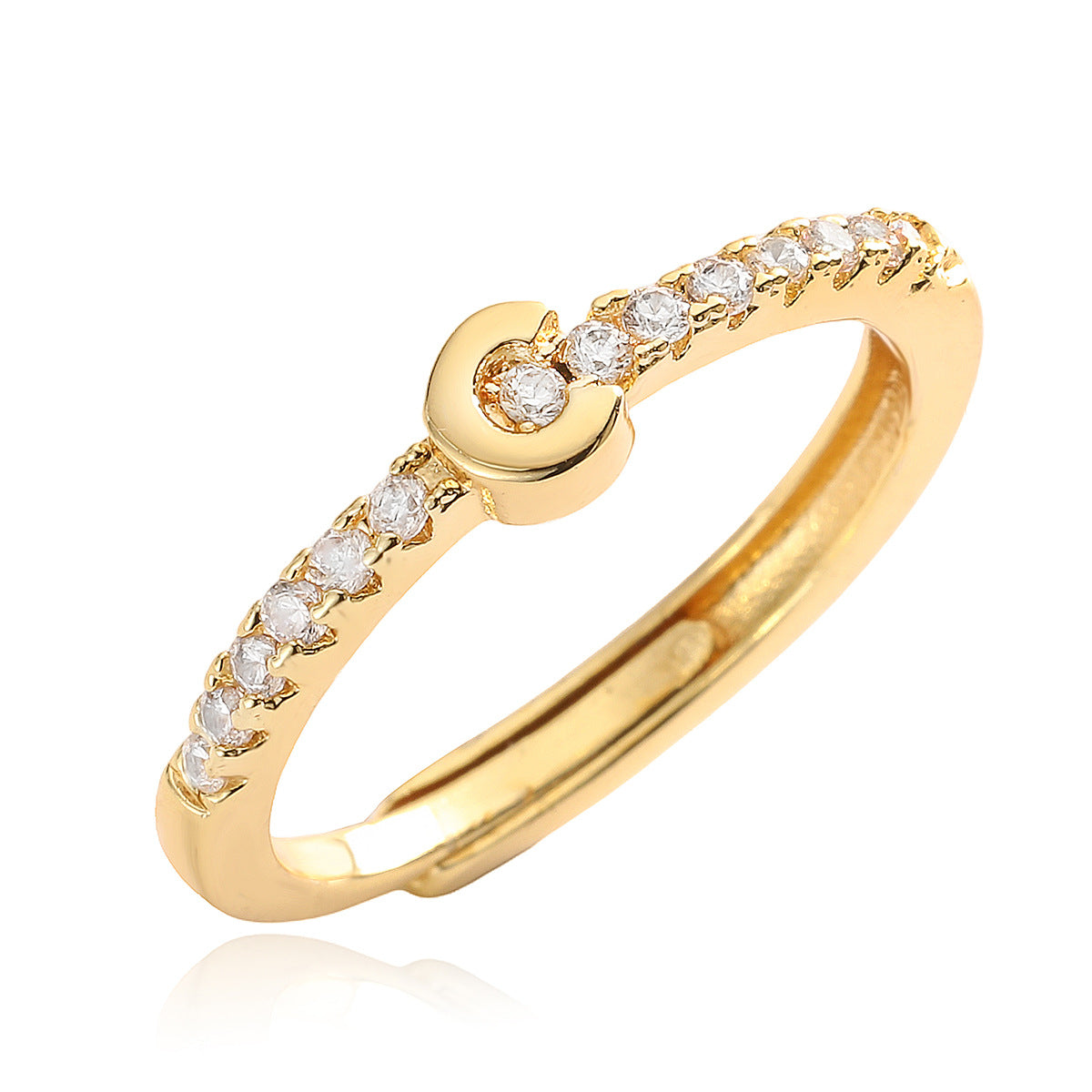 Simple Light Luxury Gold Zircon English Rings