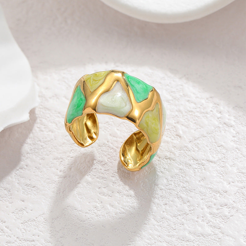 Geometric Irregular Lines Drip Open Fashion Titanium Rings