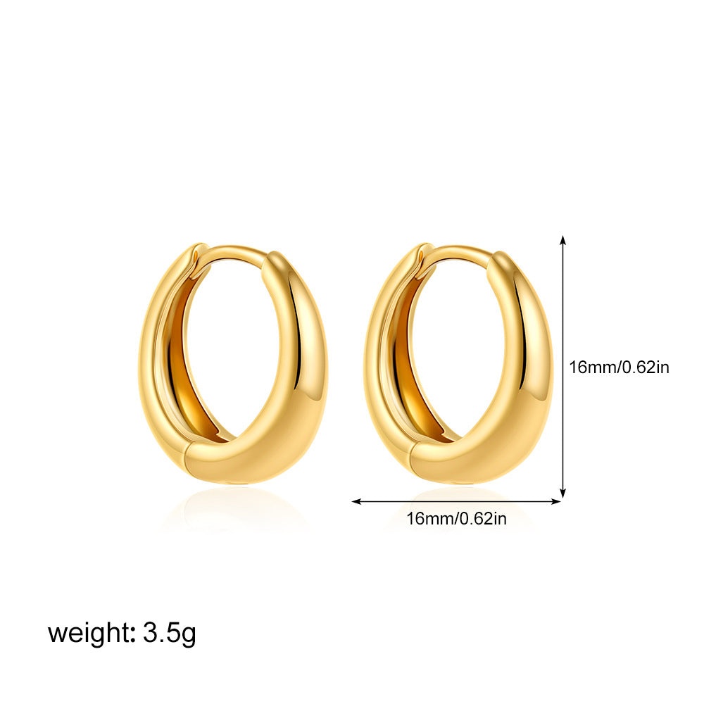 Stainless Steel Gold Glossy Stacked Simple Classic Earrings