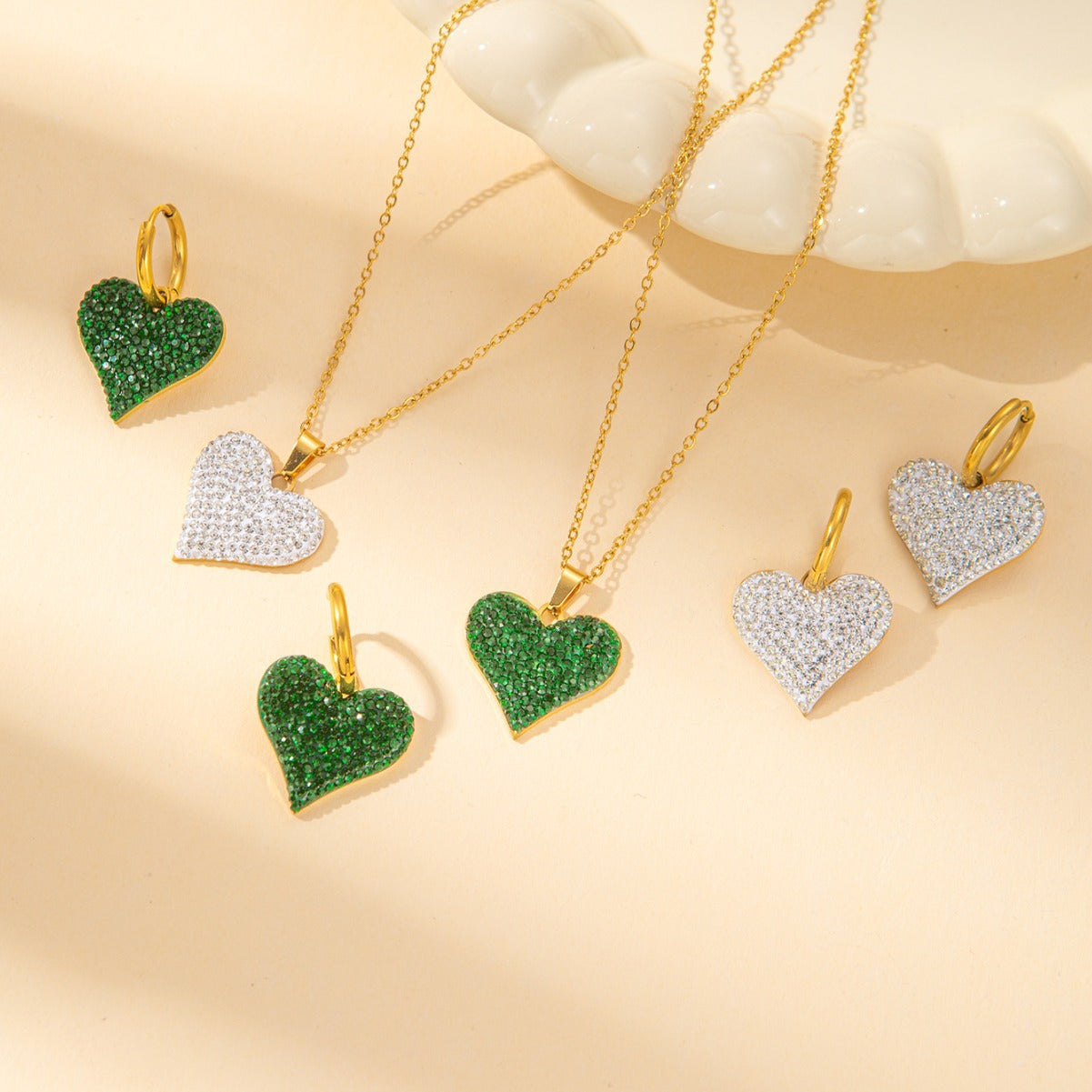 Women's Female With Hearts Zircon Light Luxury Design Earrings