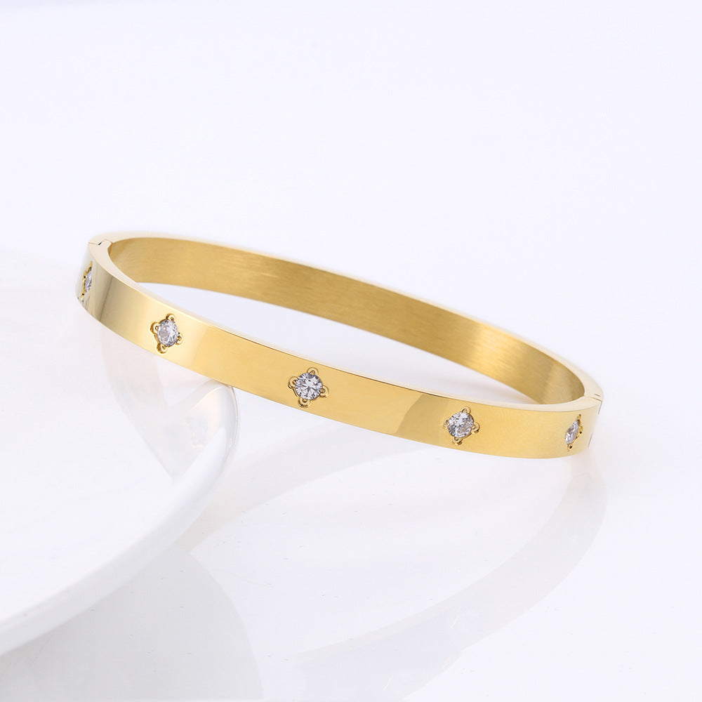 Matching Personalized Zircon Titanium Steel Korean Bracelet