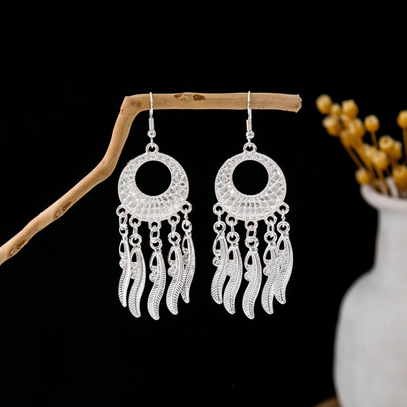 Imitation Miao Sier Ethnic Style Peacock Earrings