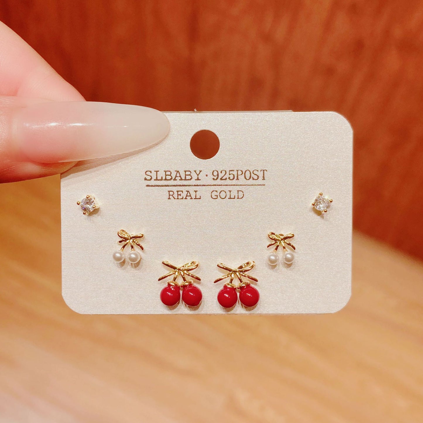Horse Angola Red Female Cherry Camellia Stud Earrings