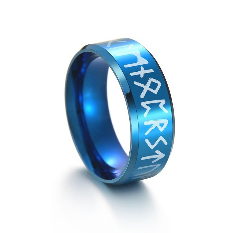 Men's Ornament Viking Letter Stainless Steel Rune Rings
