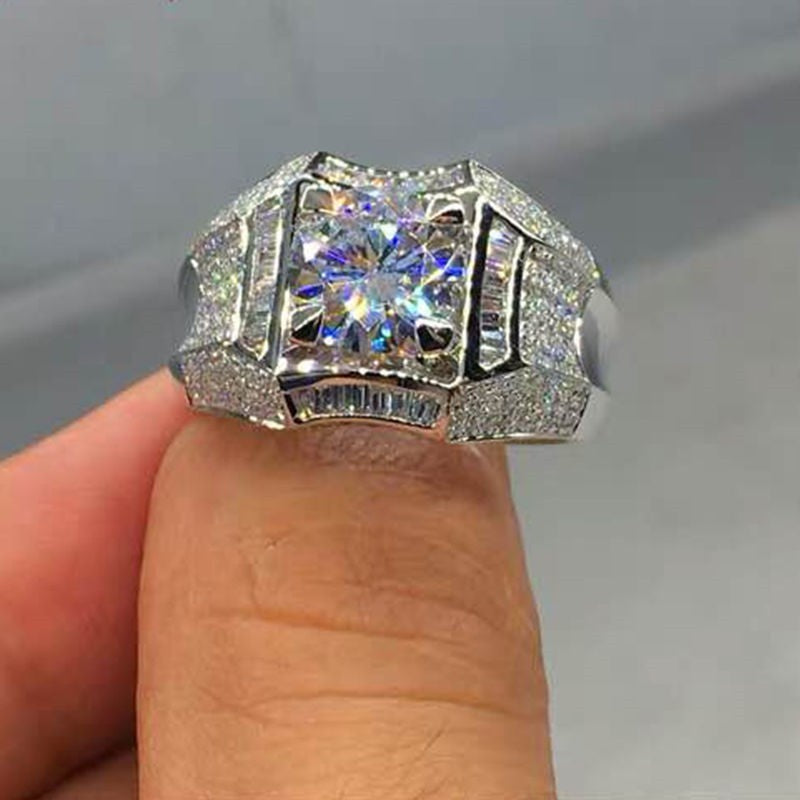 Women's & Men's Round Zircon Full Diamond Fashion Wedding Banquet Rings