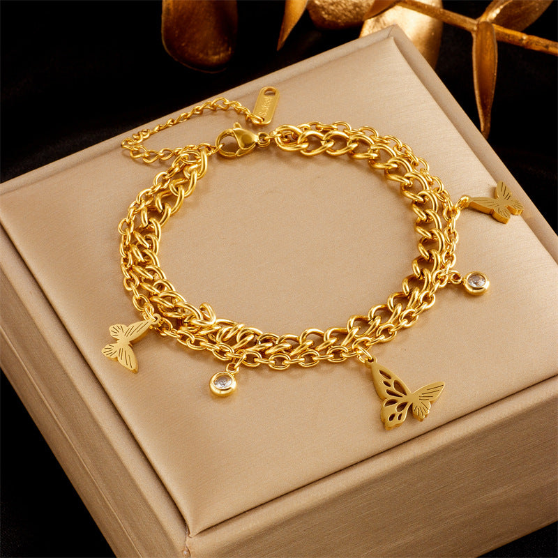 Design Light Luxury Temperament Gold-plated Butterfly Bracelets