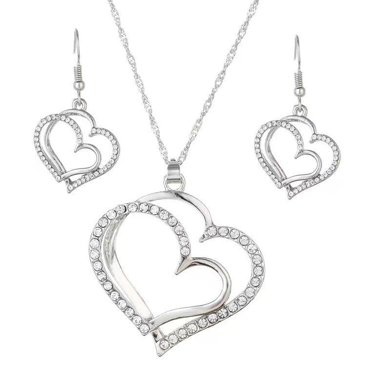 Wedding Dinner Double Love Heart Shaped Earrings