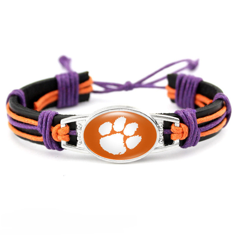 College Team Cowhide Woven Georgian Bulldog Bracelets