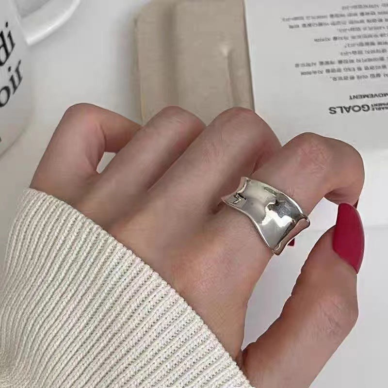 Luxury Simple Black Agate Female Niche Retro Rings