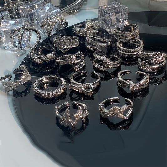 Rhinestone High-grade Cold Style Series Temperament Wild Rings