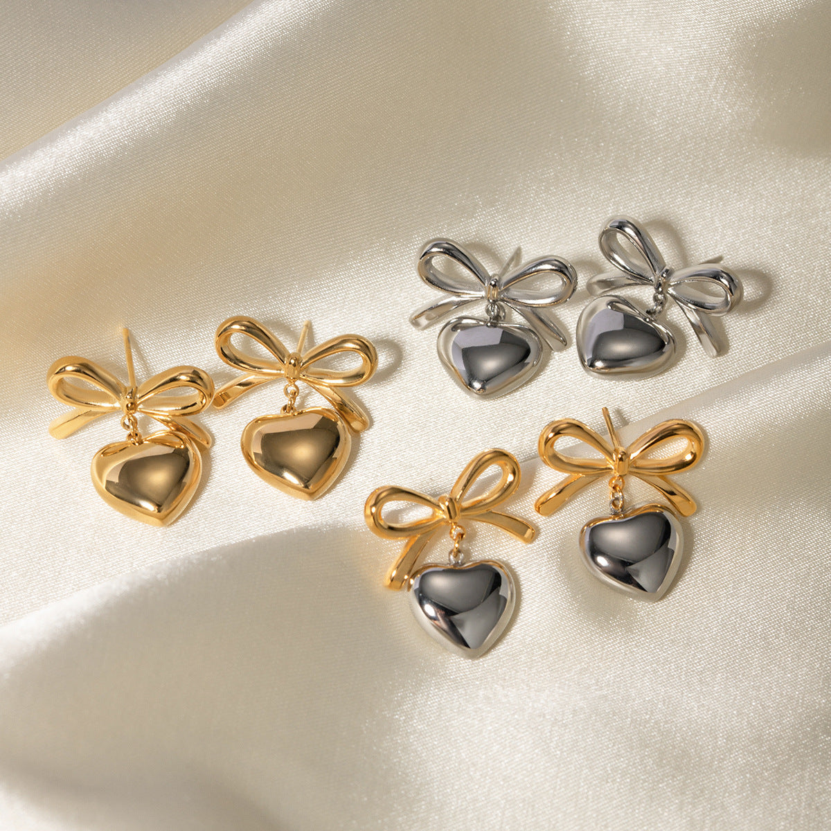 Contrast Color Love Heart Advanced Sense Earrings