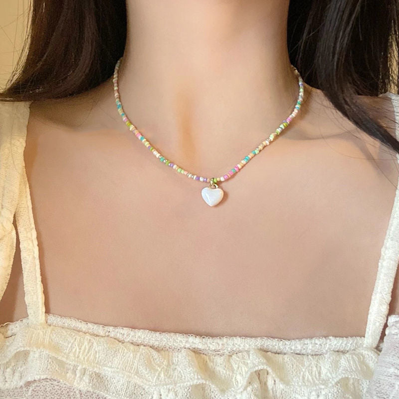 Women's Heart-shaped Beaded For Cute Girly Style Sweet Temperament Necklaces