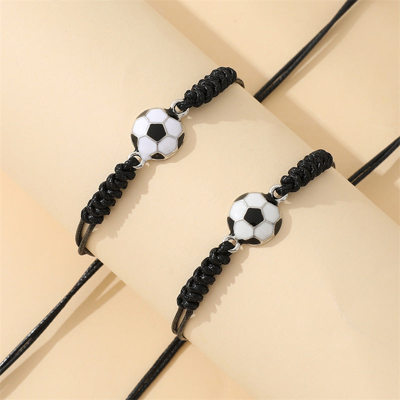 Women's & Men's Football Woven Hand Strap Creative Leather Bracelets