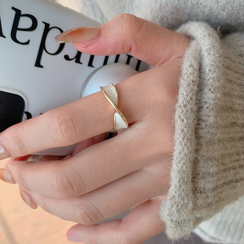 Glazed Female Design Open Fashion Light Luxury Personalized Rings