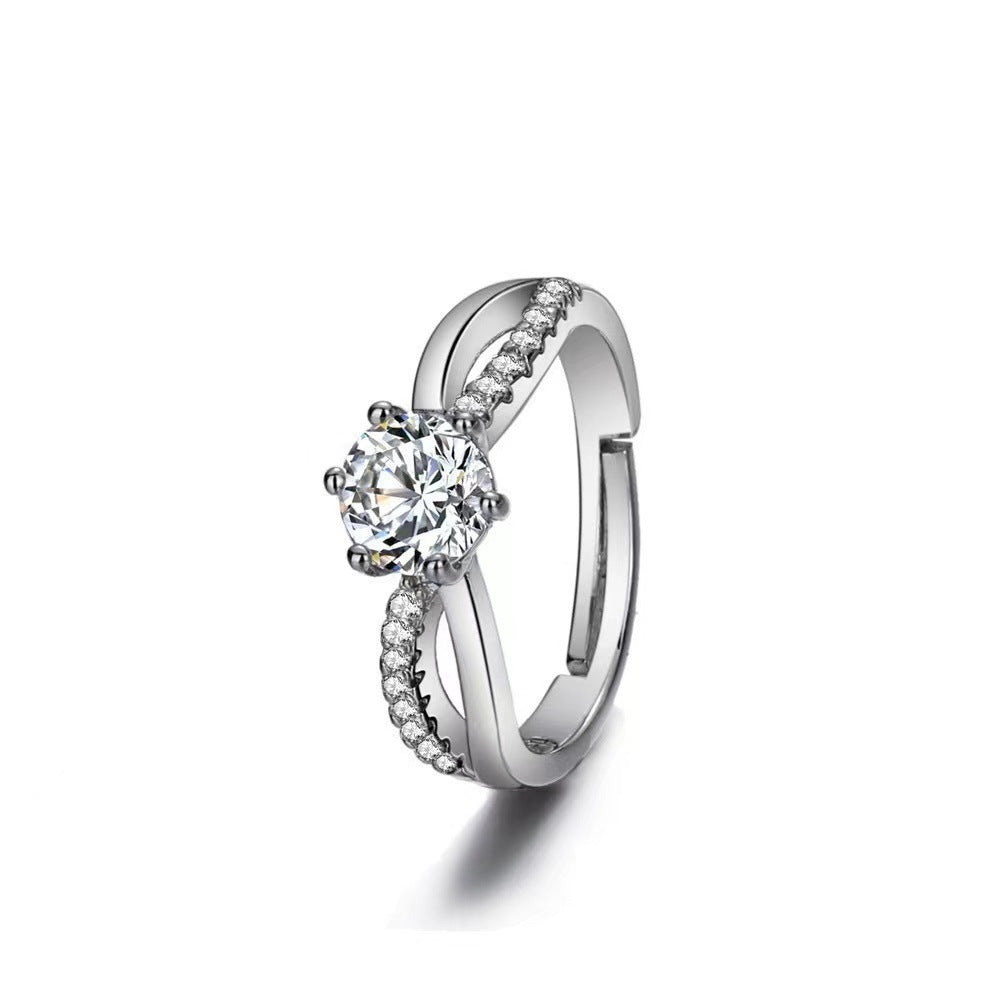 Women's & Men's Style Love Winding Diamond Couple Simple Niche Rings