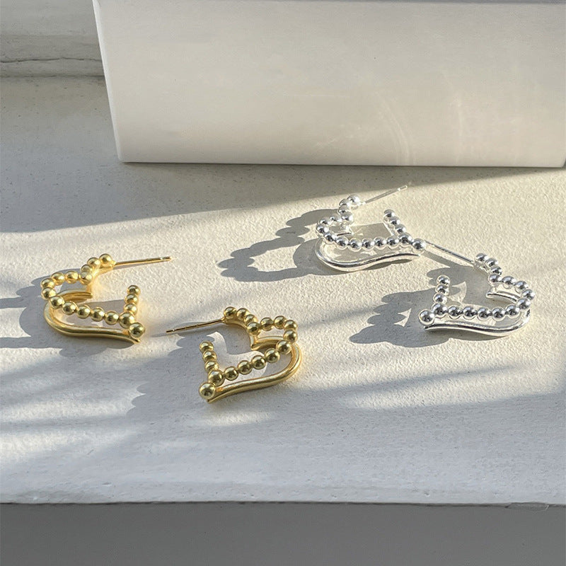 Women's Double Layers Loving Heart For Niche Temperament Irregular Retro Earrings