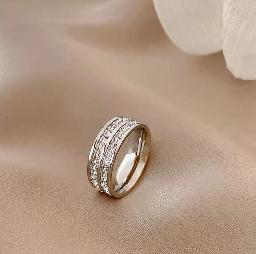 Niche Small Square Diamond Full Starry Rings