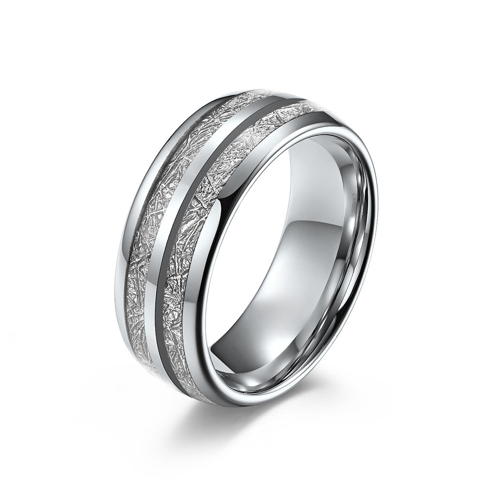 Women's & Men's Double Groove Tungsten Steel Inlaid Ice Silk Rings